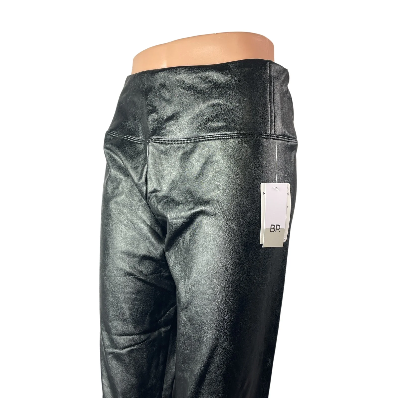 NEW BP. Women's Black Faux Leather Vegan High Waisted Leggings Pants Size L - Image 4
