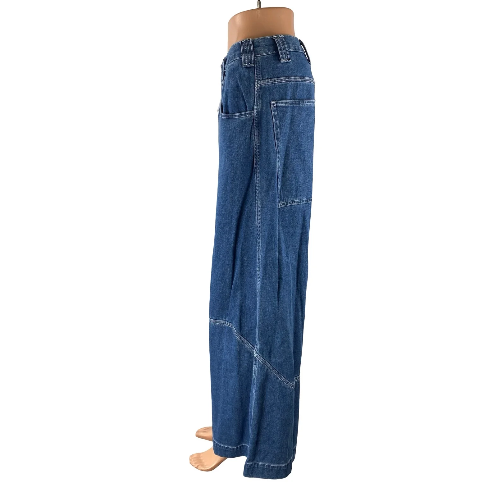 NEW Brandy Melville J.Galt Blue High Rise Wide Leg Palazzo Denim Jeans Size S - Image 2