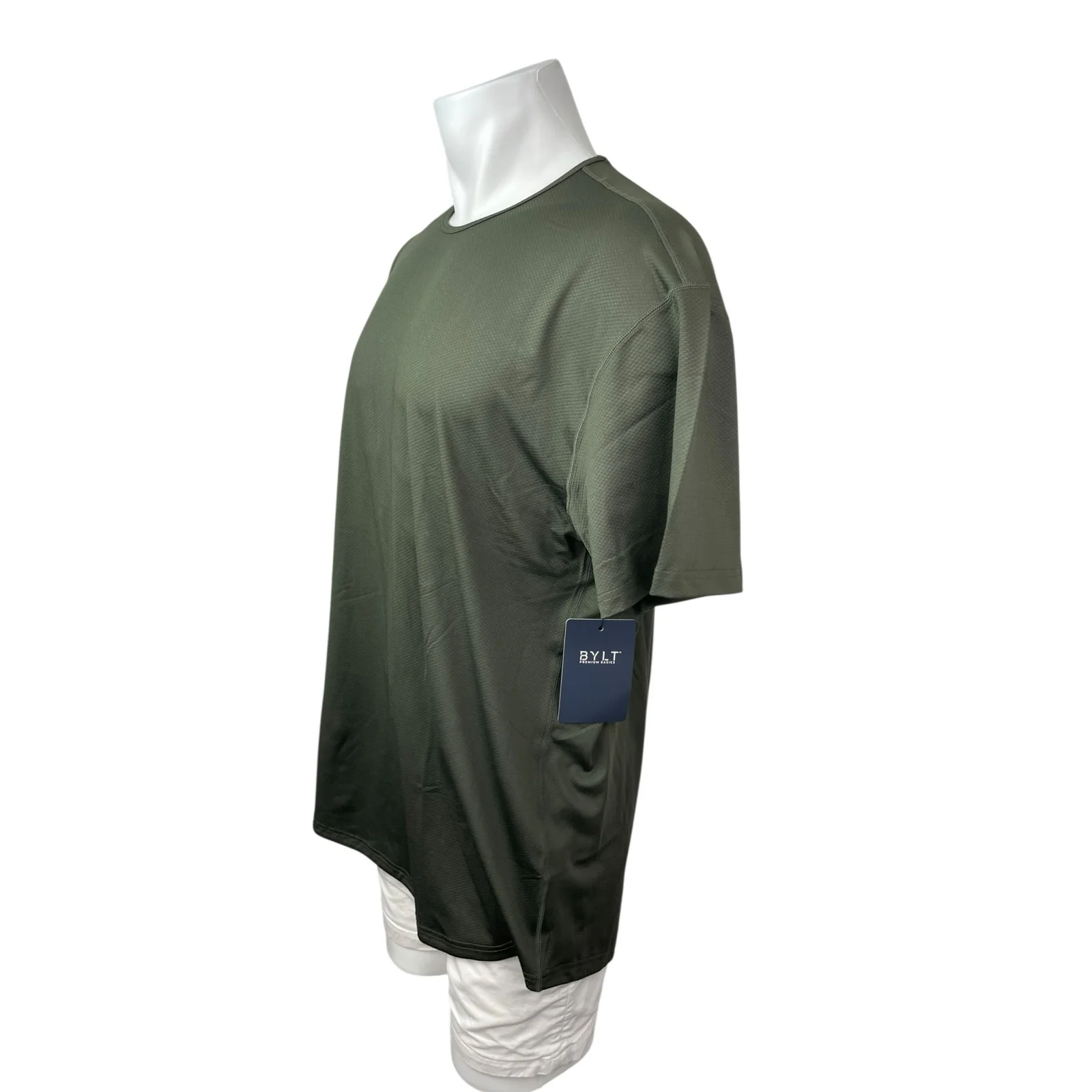 NEW BYLT Drop Cut Men's Green Short Sleeve Athletic Activewear Tee T-Shirt Top S - Image 3