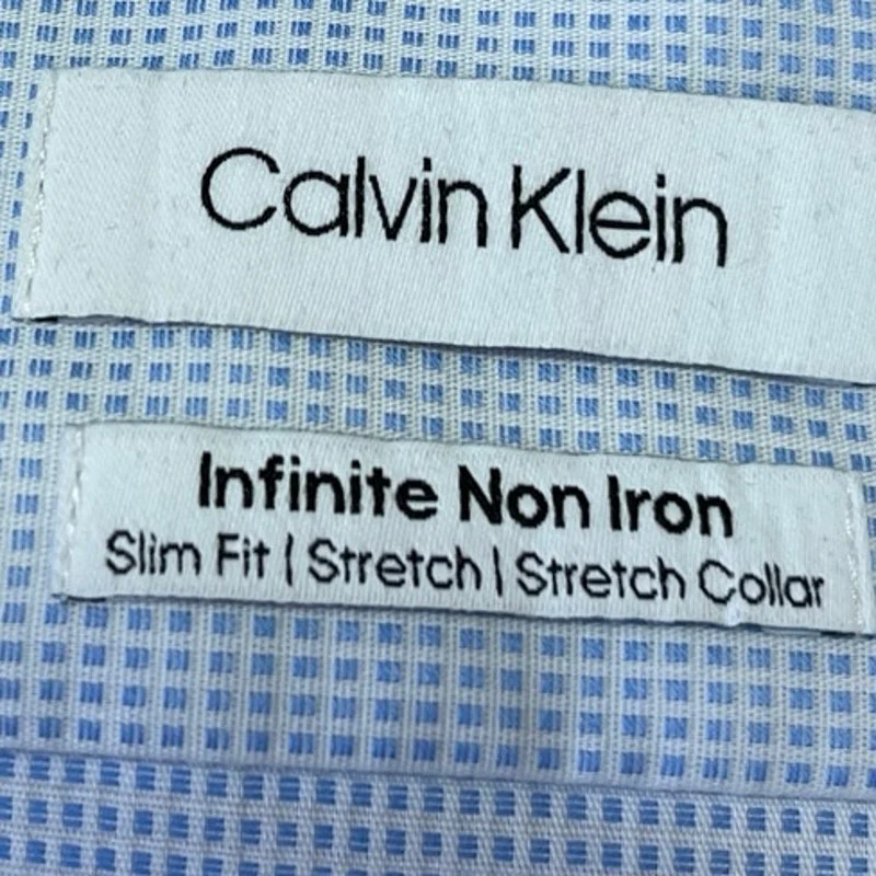 NEW Calvin Klein Men's Blue Infinite Non Iron Slim Fit Button Down Shirt Top  M - Image 4