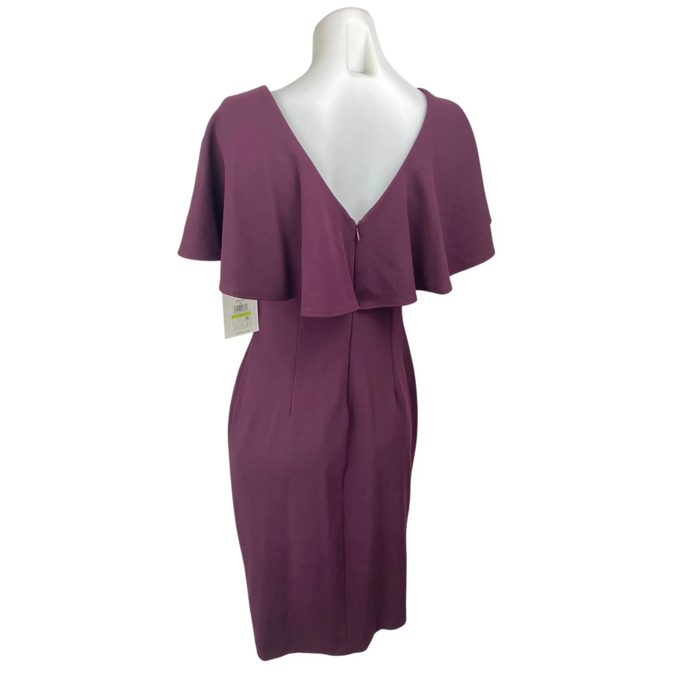 NEW Calvin Klein Purple Short Flutter Sleeve V-back Mini Pencil Sheath Dress 4 - Image 2