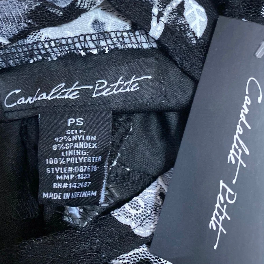 NEW Candalite Petite Black White Floral Lace Sleeveless Mini Fit & Flare Dress S - Image 3