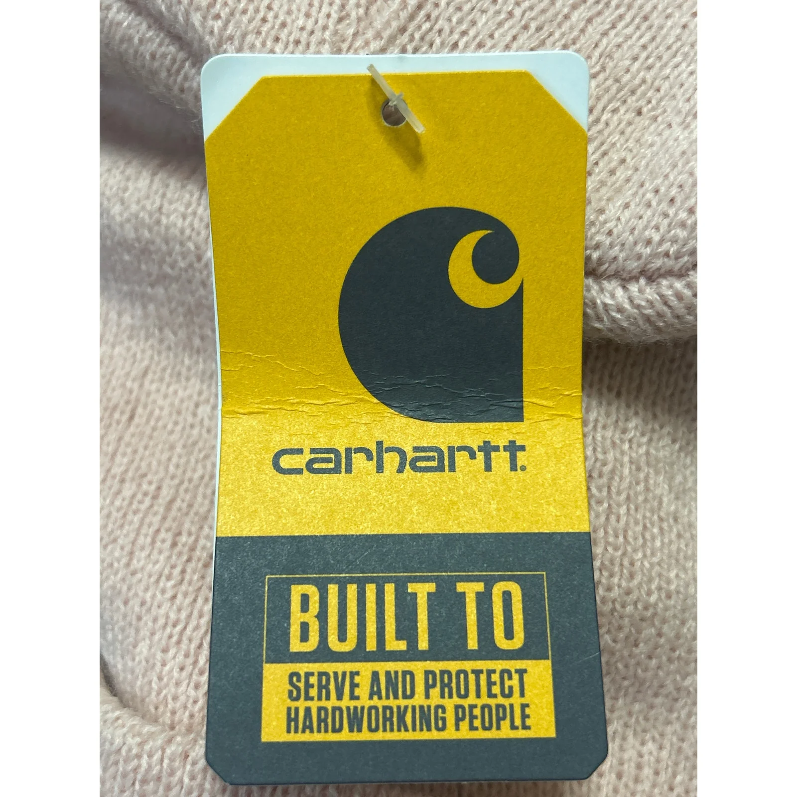NEW Carhartt Women's Pink Knit Cuffed Fold Up Logo Patch Beanie Cap Hat One Size - Image 3