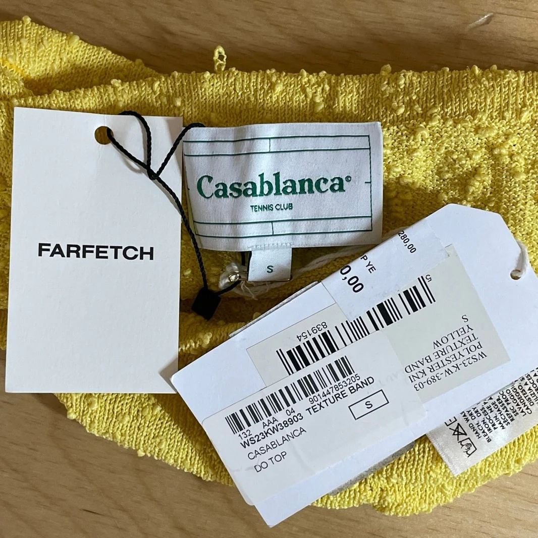 NEW Casablanca Women Yellow Strapless Textured Tube Bandeau Crop Top Size S - Image 5