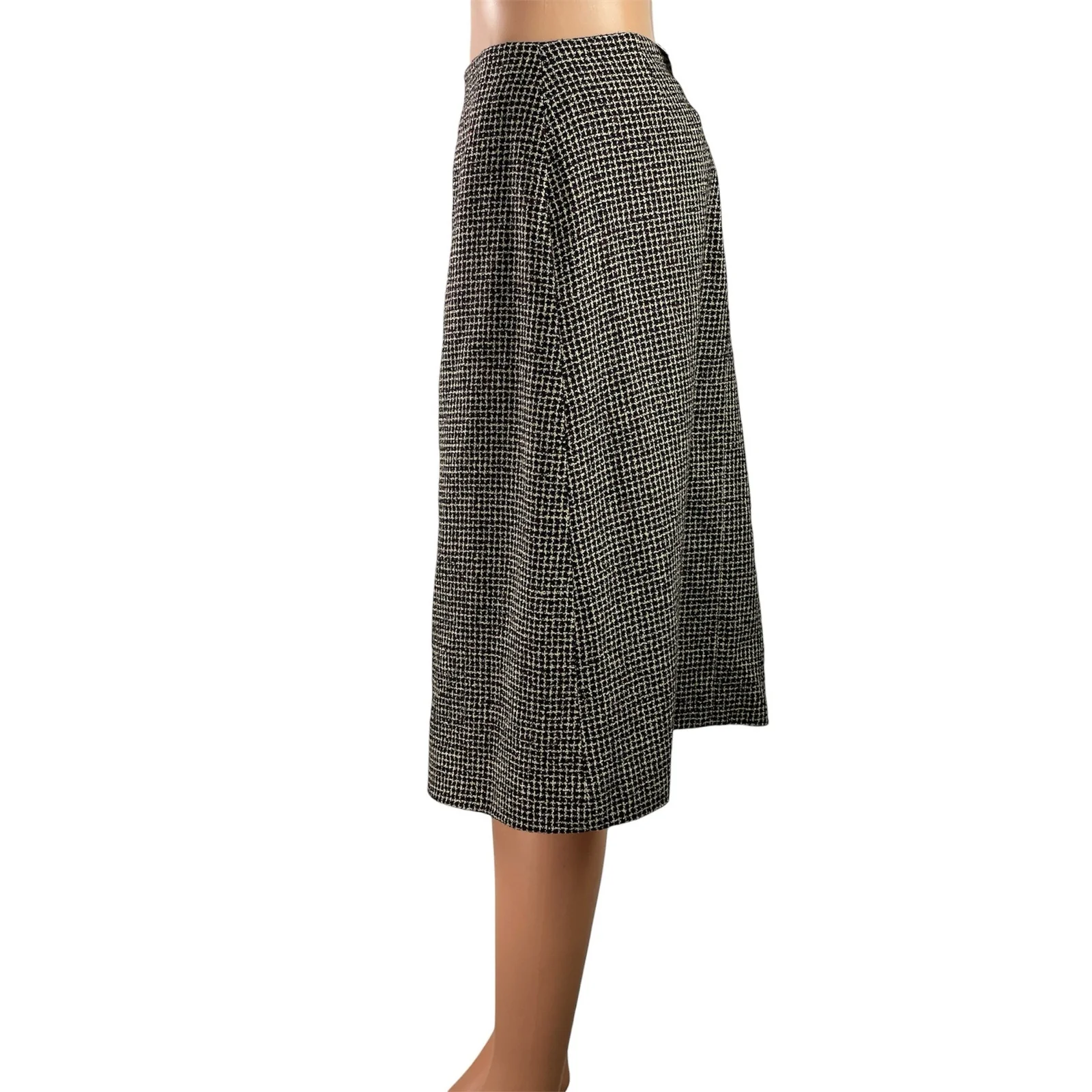 NEW Christian La Croix Black Tweed Silk High Waist Pencil Midi Skirt Size 8 - Image 2