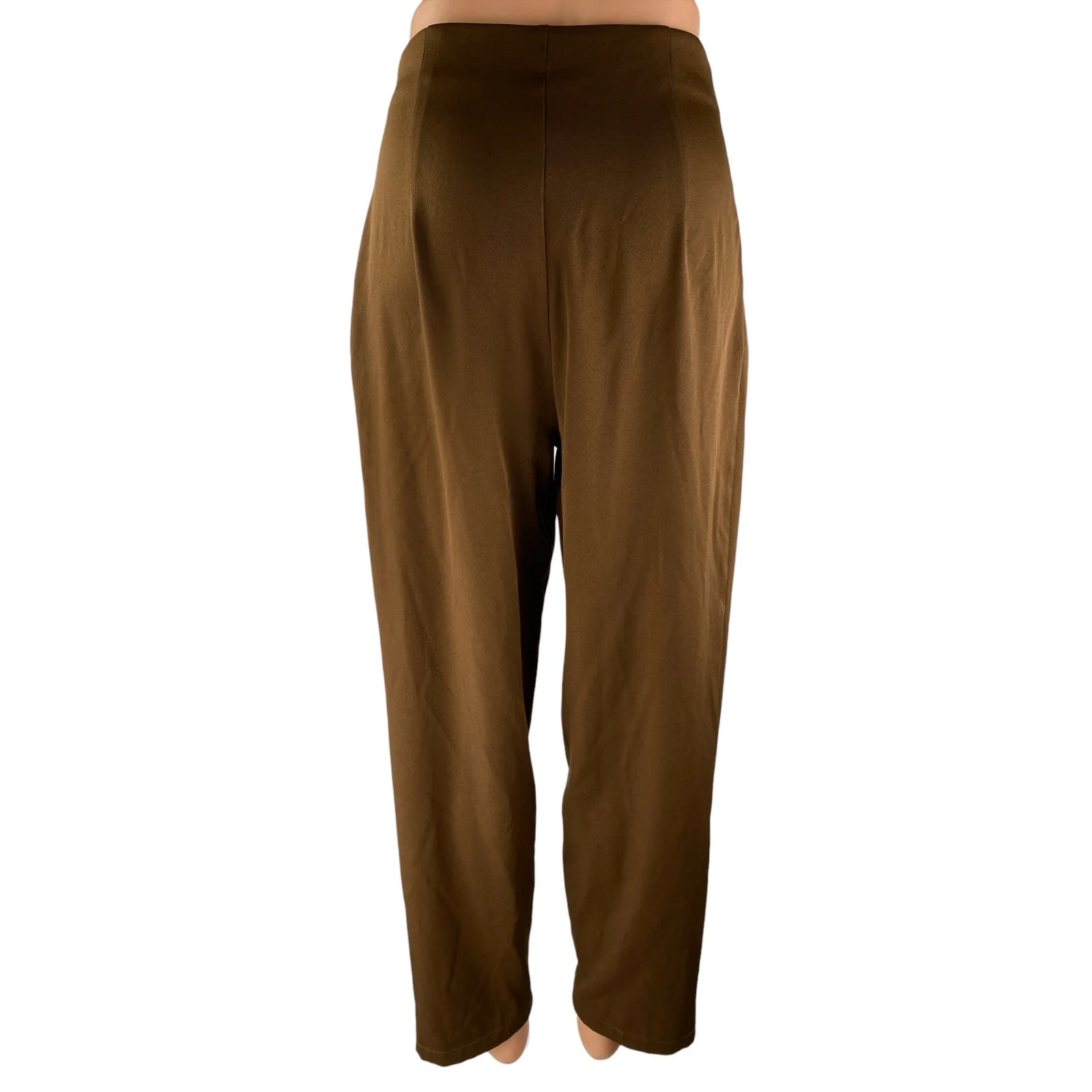 NEW Cider Women Brown Pleated High Waisted Straight Trousers Dress Pants Size XS - Image 2