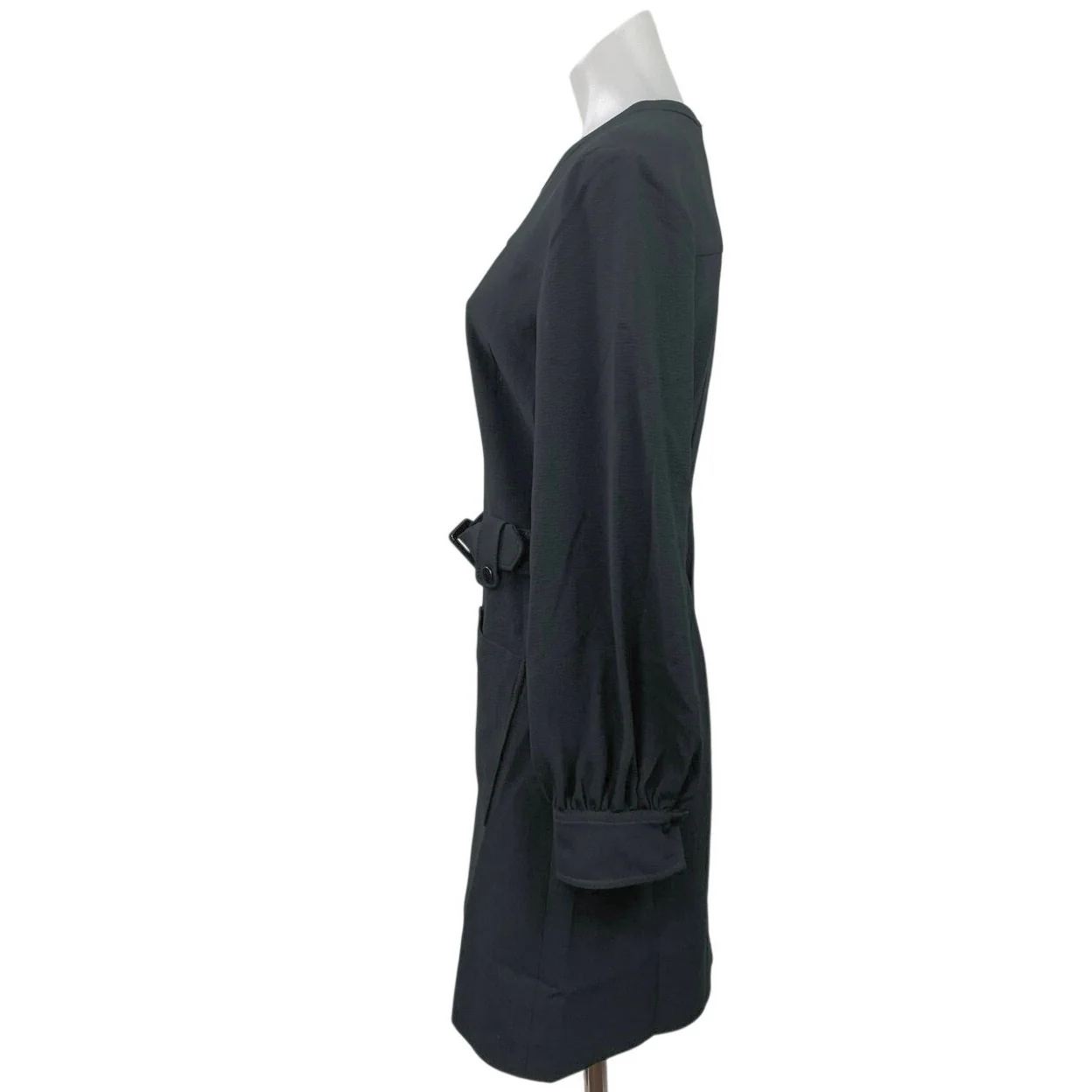 NEW Club Monaco Black Long Balloon Sleeve Belted Pocket A Line Mini Dress Size 8 - Image 2