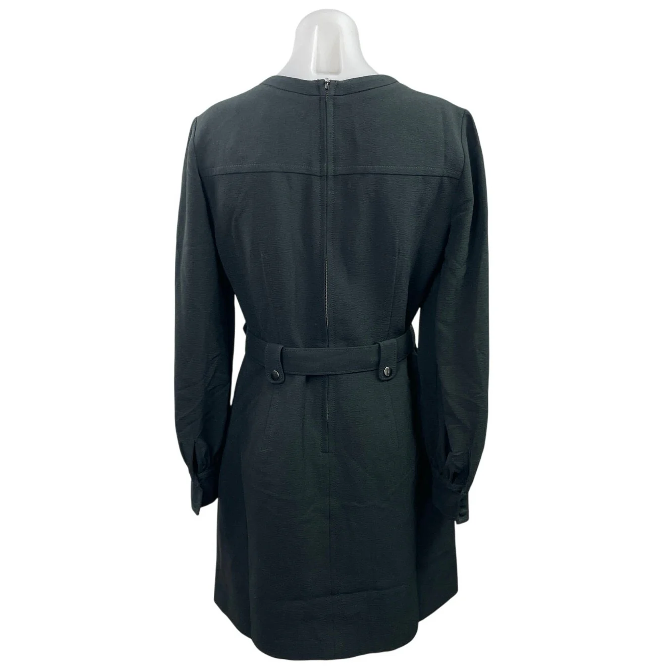 NEW Club Monaco Black Long Balloon Sleeve Belted Pocket A Line Mini Dress Size 8 - Image 3