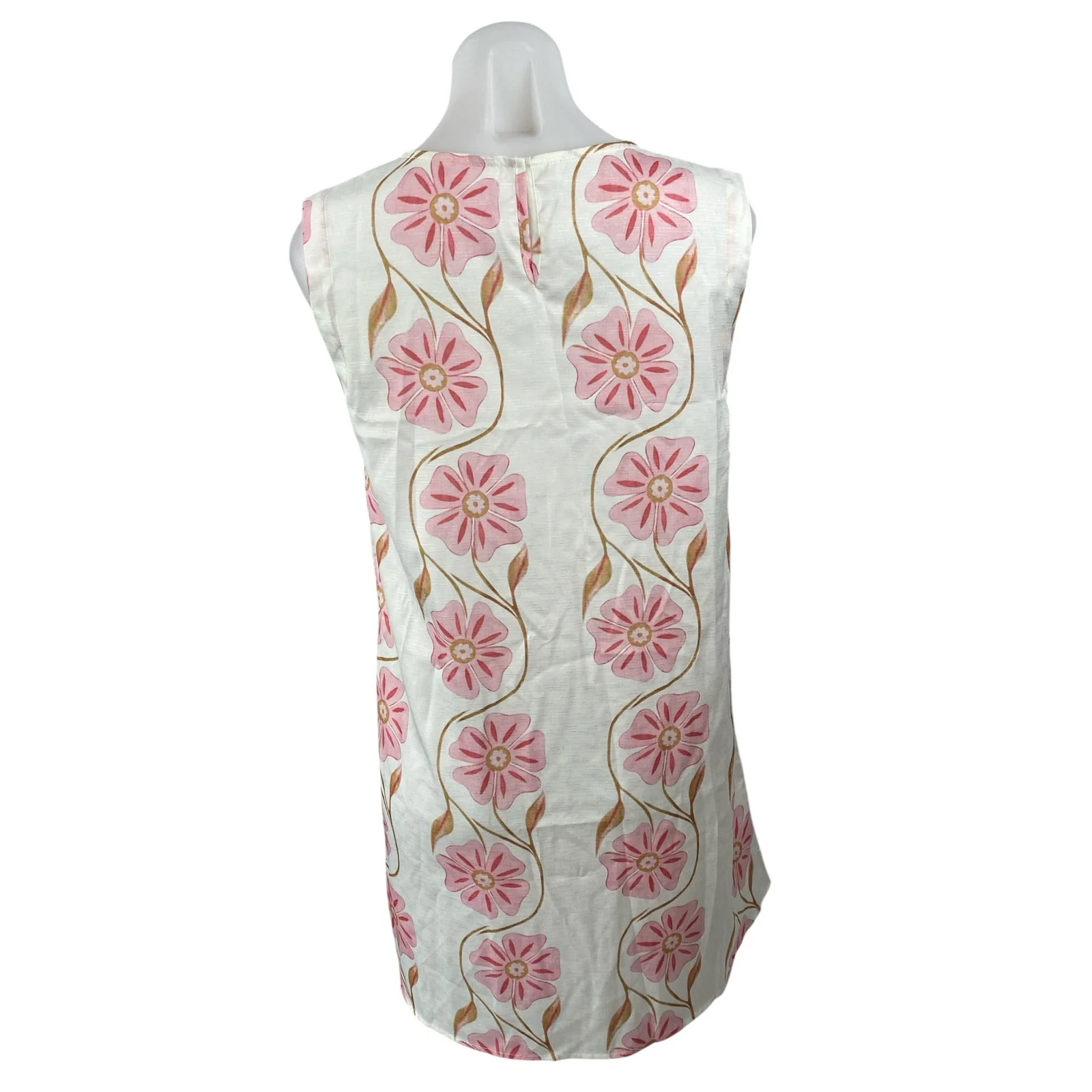 NEW Commense Aftersun Bloom Pink Floral Sleeveless Tunic Mini Tank Shirt Dress M - Image 4