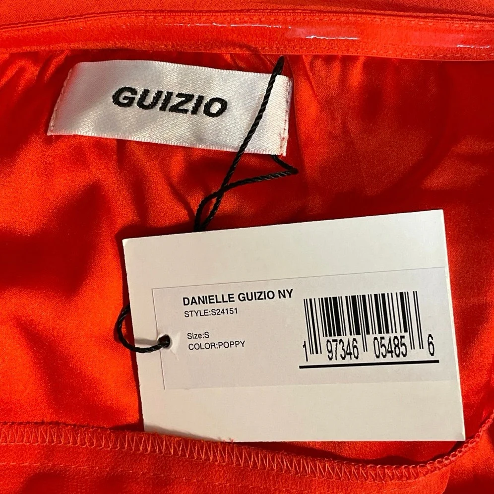 NEW Danielle Guizio Red Poppy Chiffon Wrap Around Ruffle Drape Crop Top Size XS - Image 4