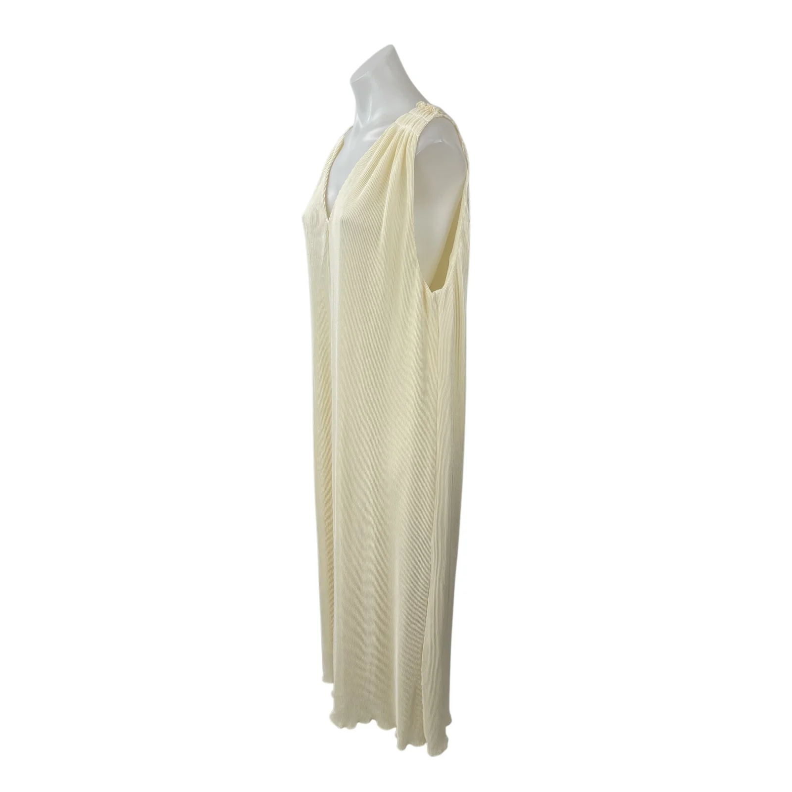 NEW Darling Women's Cream Ribbed V Neck Sleeveless Maxi Straight Slip Dress Sz S - Image 3