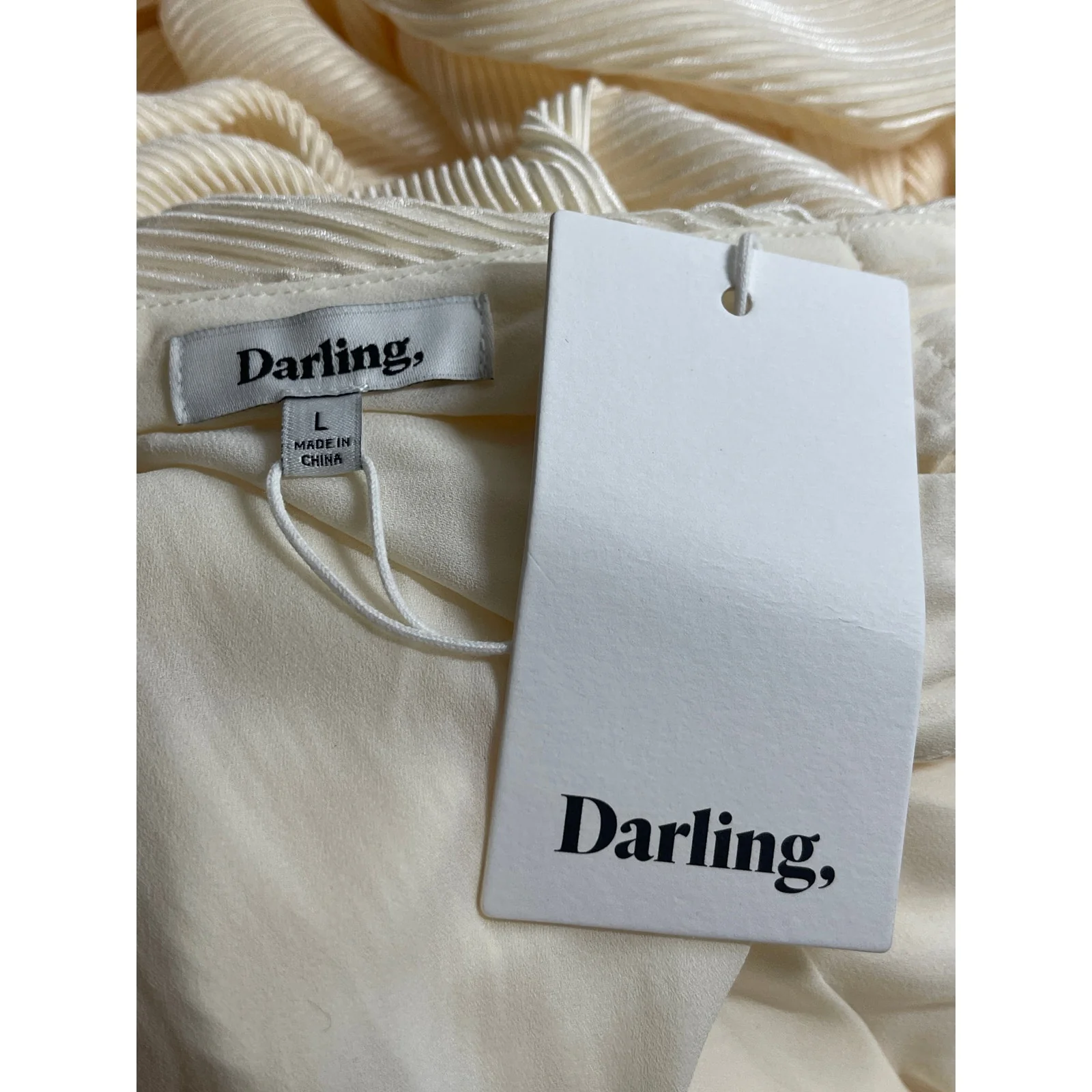 NEW Darling Women's Cream Ribbed V Neck Sleeveless Maxi Straight Slip Dress Sz S - Image 5