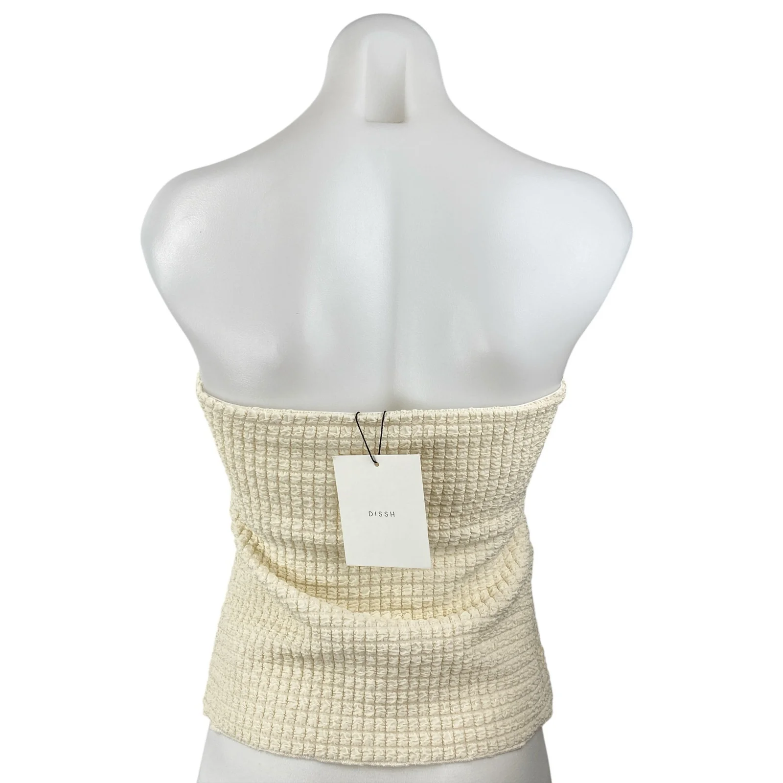 NEW Dissh Alex Cream Strapless Sleeveless Bandeau Textured Blouse Top Size XL - Image 2