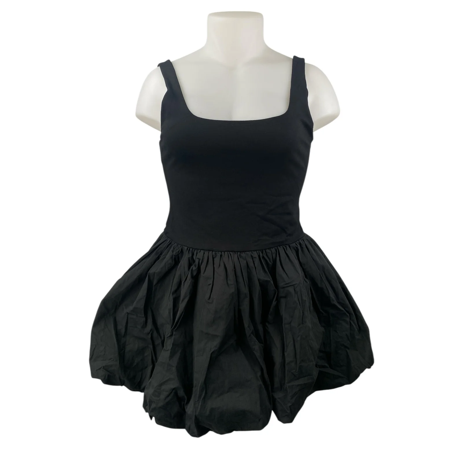 NEW Dissh Black Sleeveless Square Neck Mini Puffball Tank Bubble Hem Dress Sz 14