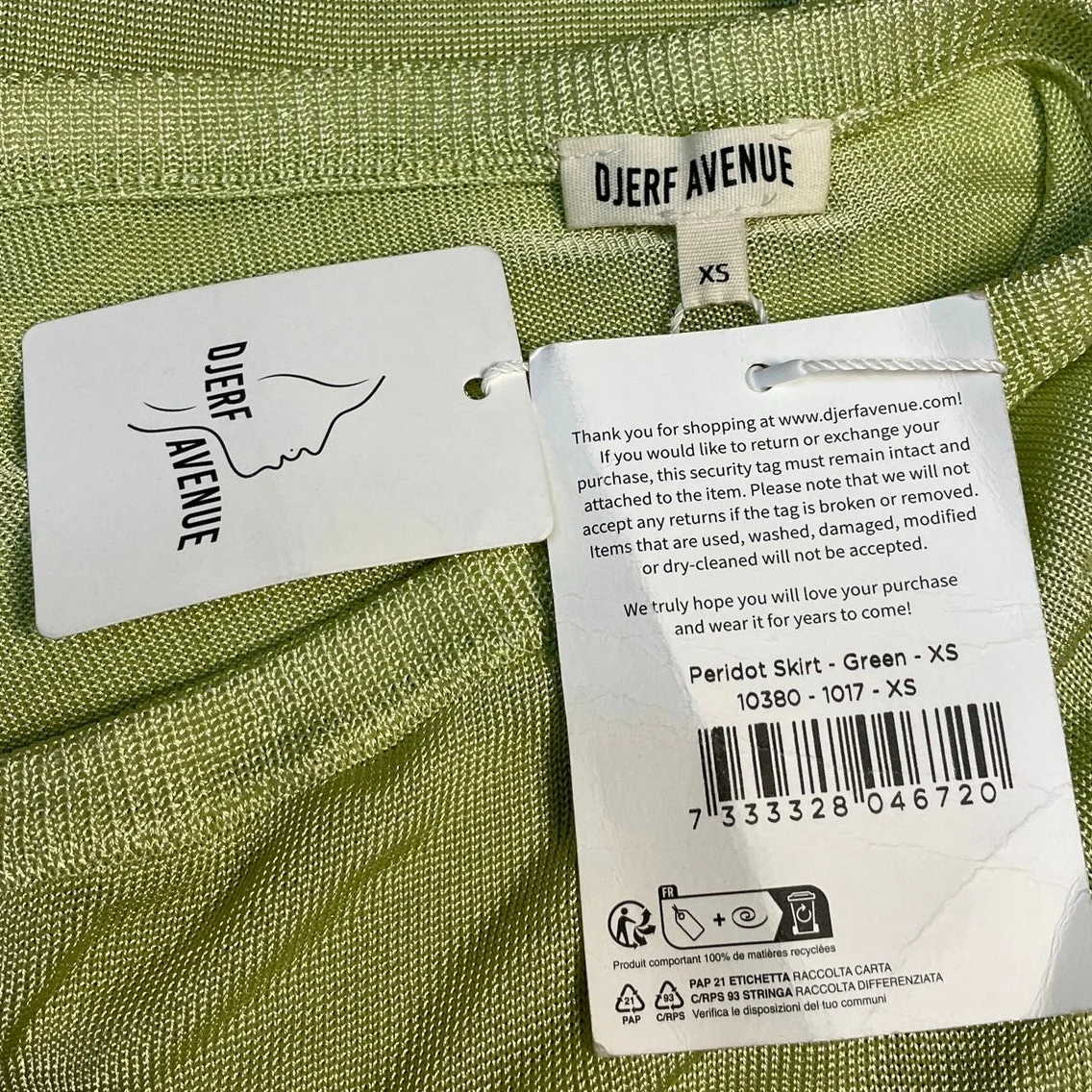 NEW Djerf Avenue Peridot Green V Neck Open Back Blouse Midi Skirt Set Size S - Image 4