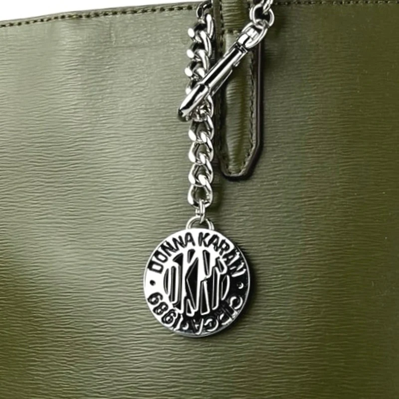 NEW DKNY Green Bryant Medium Leather Logo Keychain Shoulder Tote Handbag - Image 4