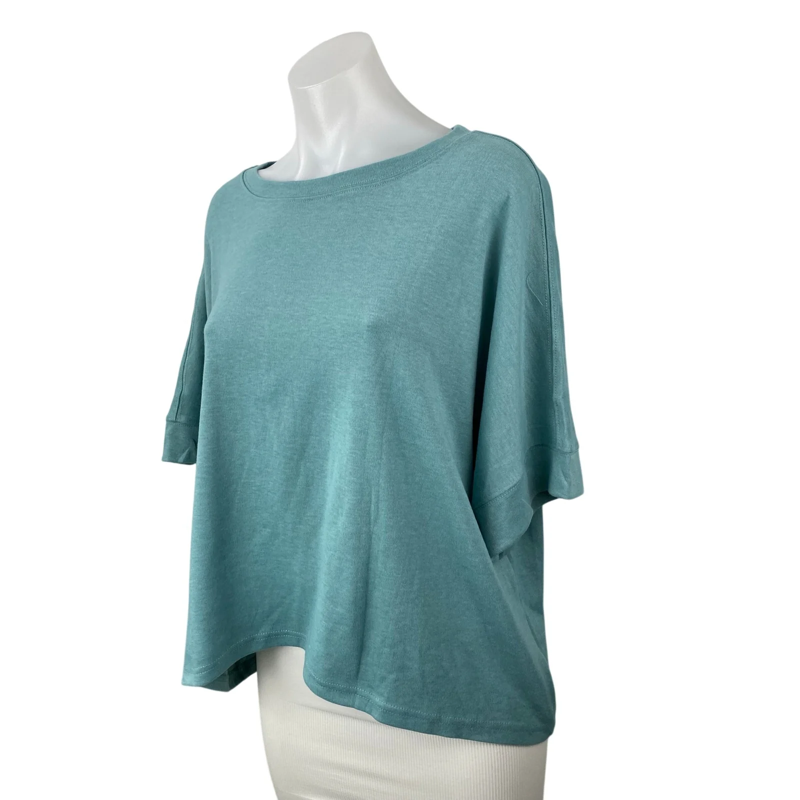 NEW Dokotoo Womens Teal Blue Half Sleeve Round Neck Loose T Shirt Tee Top Size M - Image 2