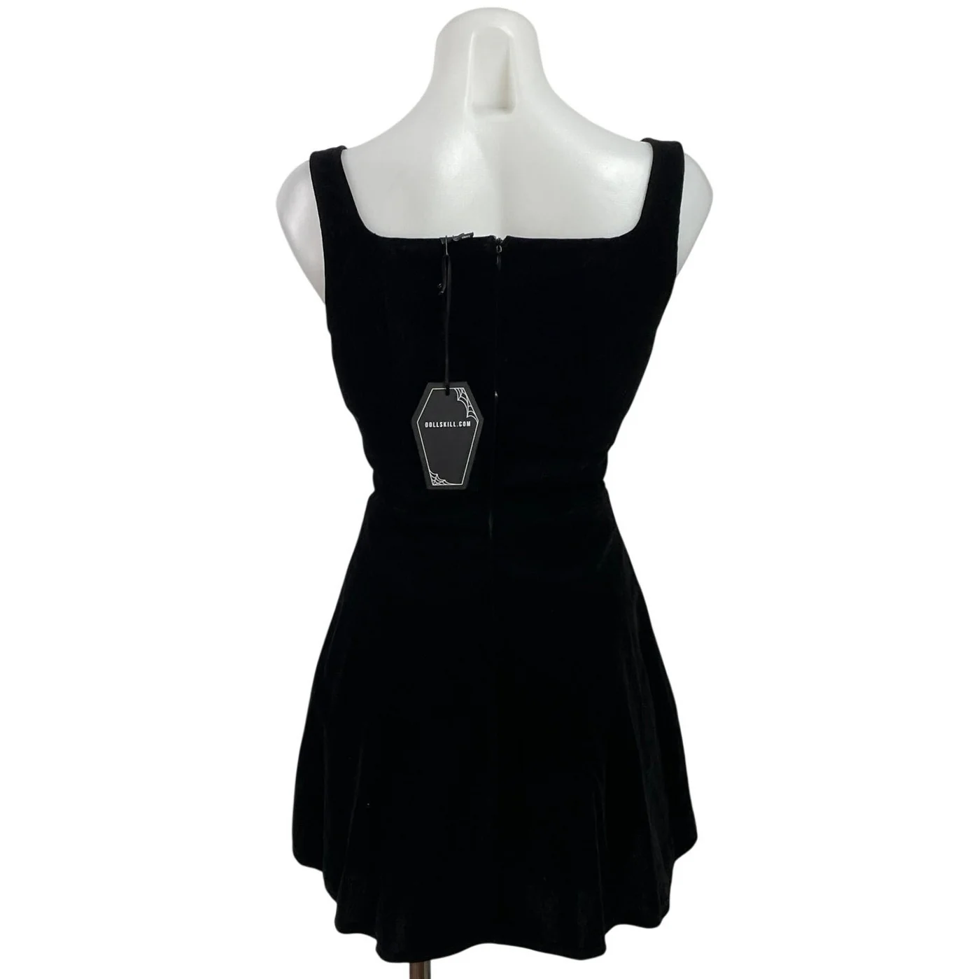 NEW Dolls Kill The Grave Girl Moonlit Maven Black Velvet A-Line Tank Dress XXS - Image 3