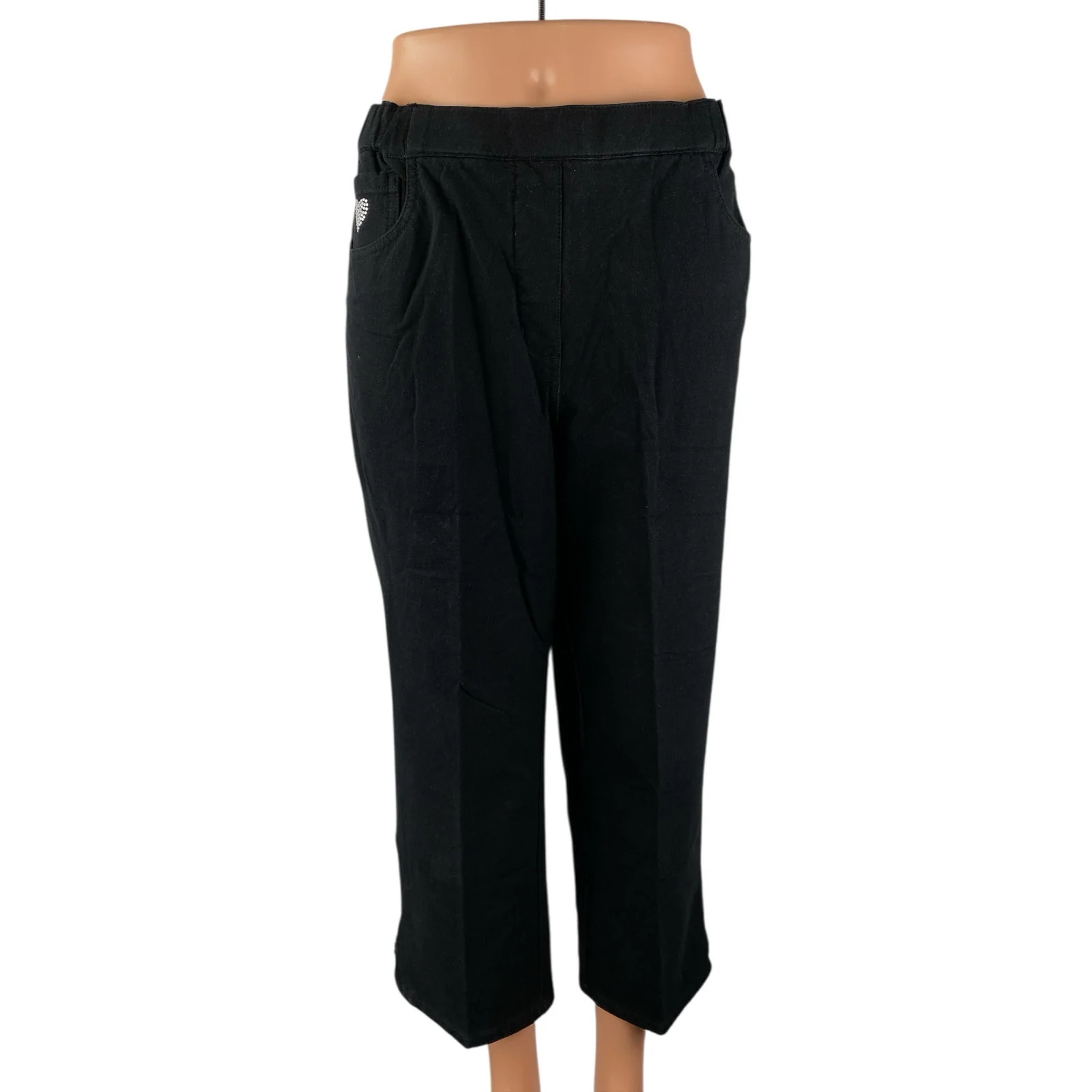 NEW Dream Jeannes Black High Rise Elastic Waist Wide Leg Trouser Dress Pants L