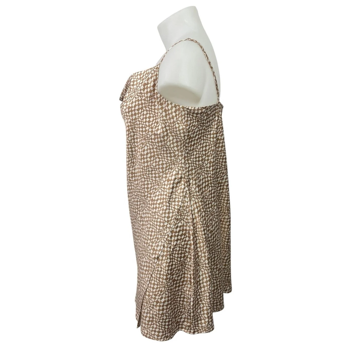 NEW Dynamite Brown Silk Satin Sleeveless Cowl Neck Mini Tank Robe Slip Dress XL - Image 2