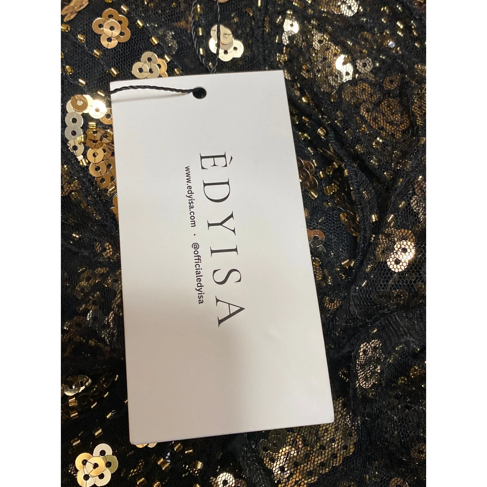NEW Edyisa Cristina Embellished Women's Gold Sequin Sheer Mesh Cami Tank Top S/M - Image 5