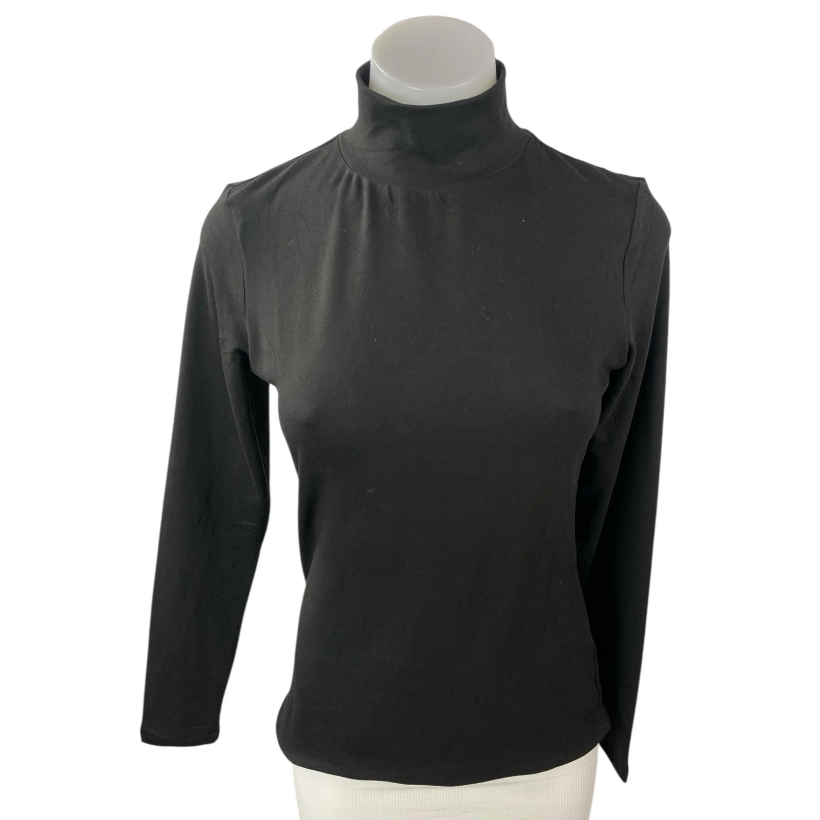 NEW Ekouaer Womens Black Mock Neck Long Sleeve Slim Casual T-Shirt Sweater Top S