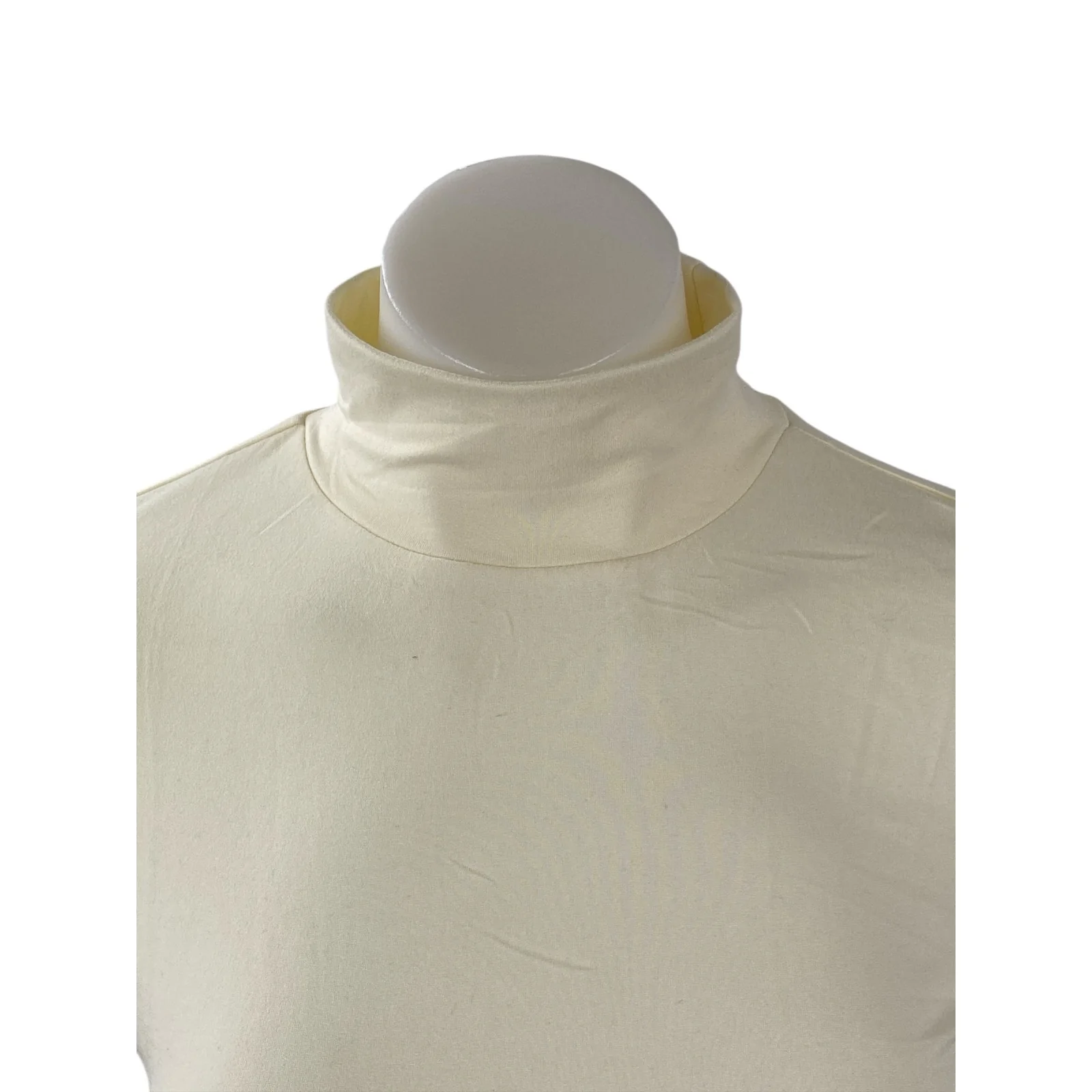 NEW Ekouaer Womens Cream Mock Neck Long Sleeve Slim Casual T-Shirt Sweater Top S - Image 2