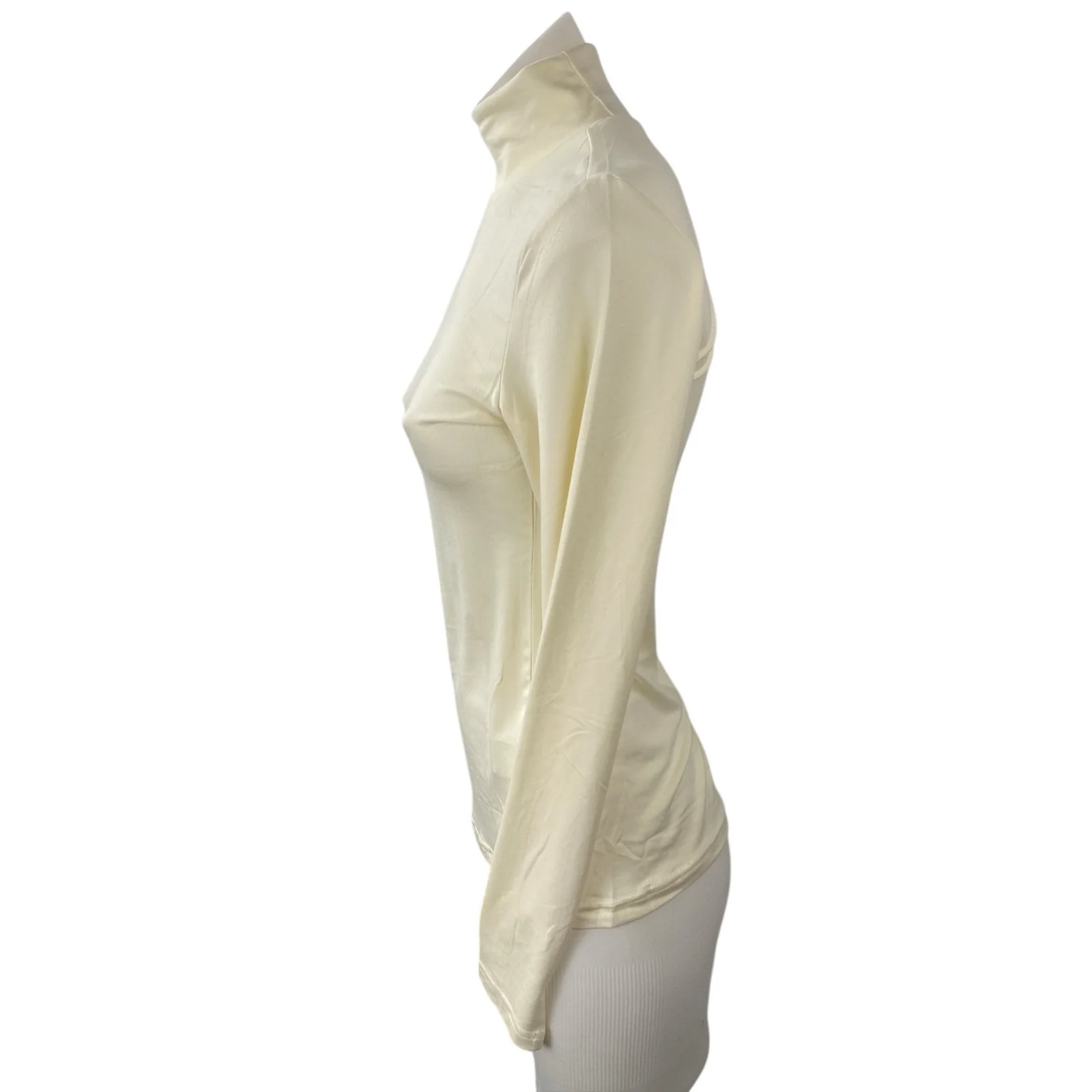 NEW Ekouaer Womens Cream Mock Neck Long Sleeve Slim Casual T-Shirt Sweater Top S - Image 3