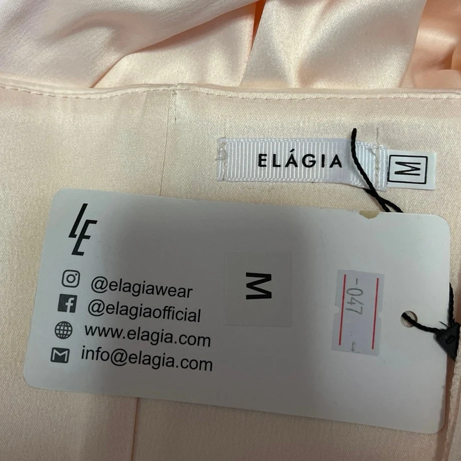 NEW Elagia Cream Sweetheart Strapless Glam Bridesmaid A Line Midi Dress Size M - Image 4
