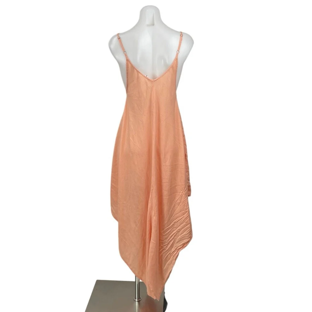 NEW Elan Peach Handkerchief Sleeveless Asymmetrical Cami Tank Slip Midi Dress S - Image 4