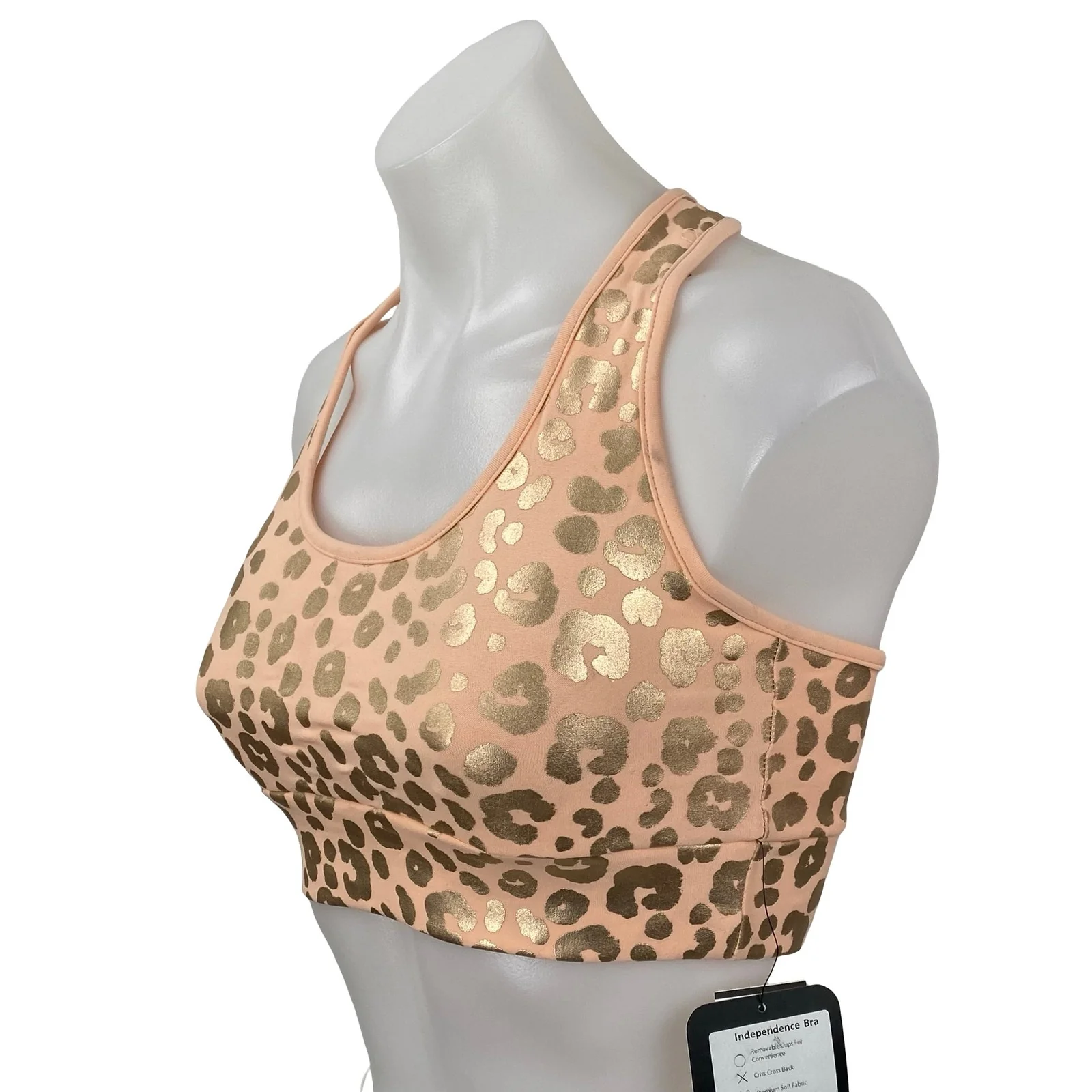 NEW Electric Yoga Independence Cheetah Metallic Athletic Sports Bra Tank Top XS - Image 2