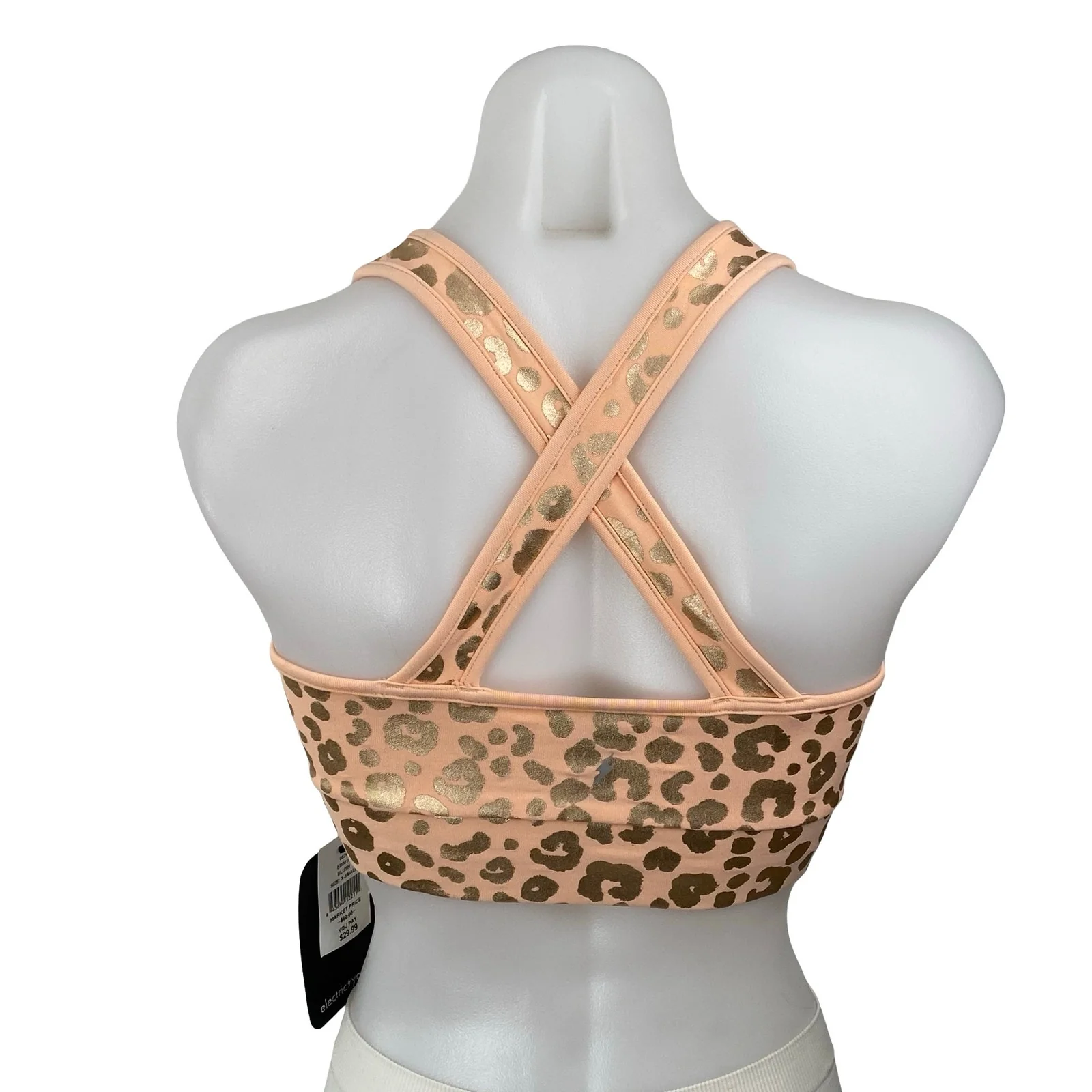 NEW Electric Yoga Independence Cheetah Metallic Athletic Sports Bra Tank Top XS - Image 4