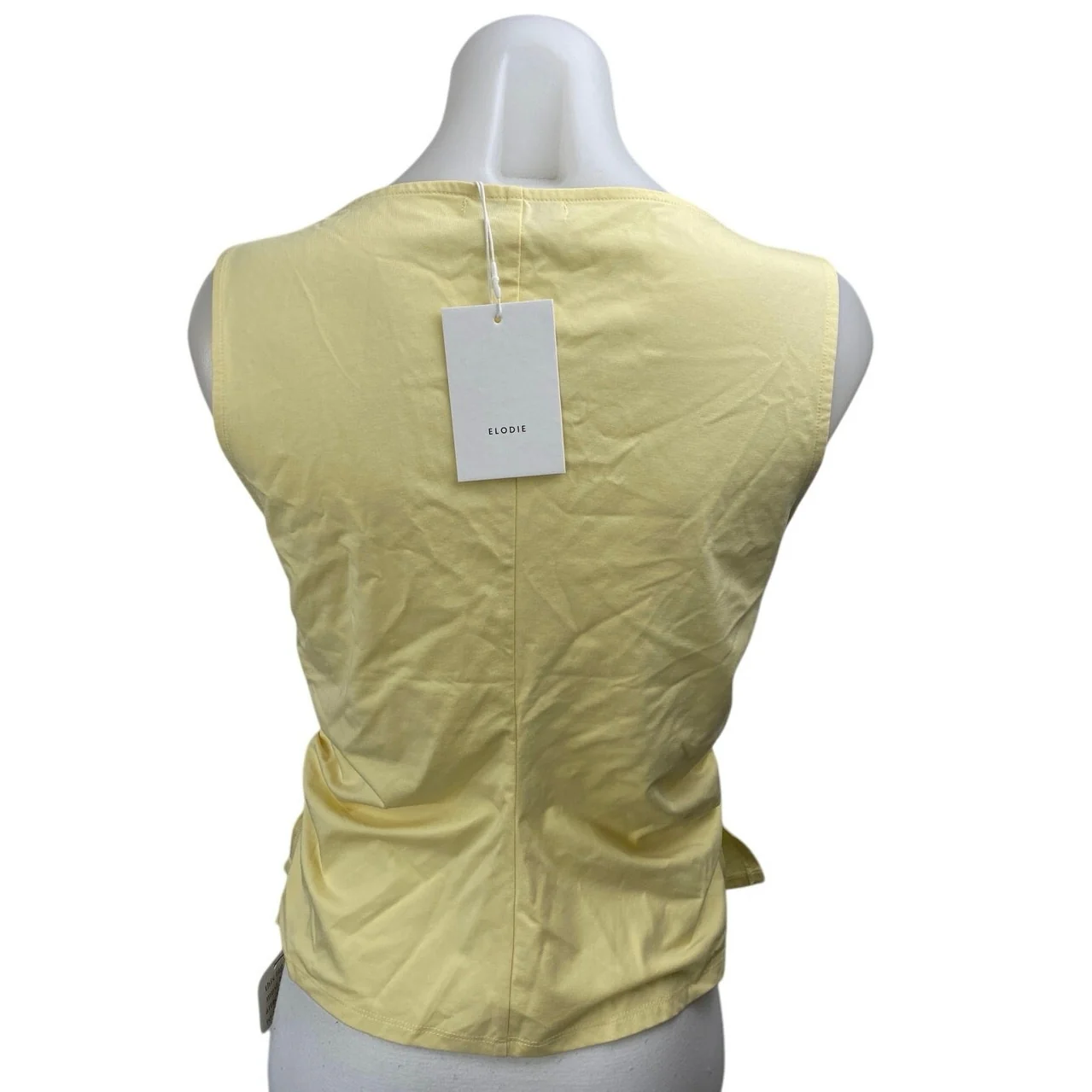 NEW Elodie Women's Yellow Sleeveless Cowl Neck Ruched Crop Tank Blouse Top Sz M - Image 2