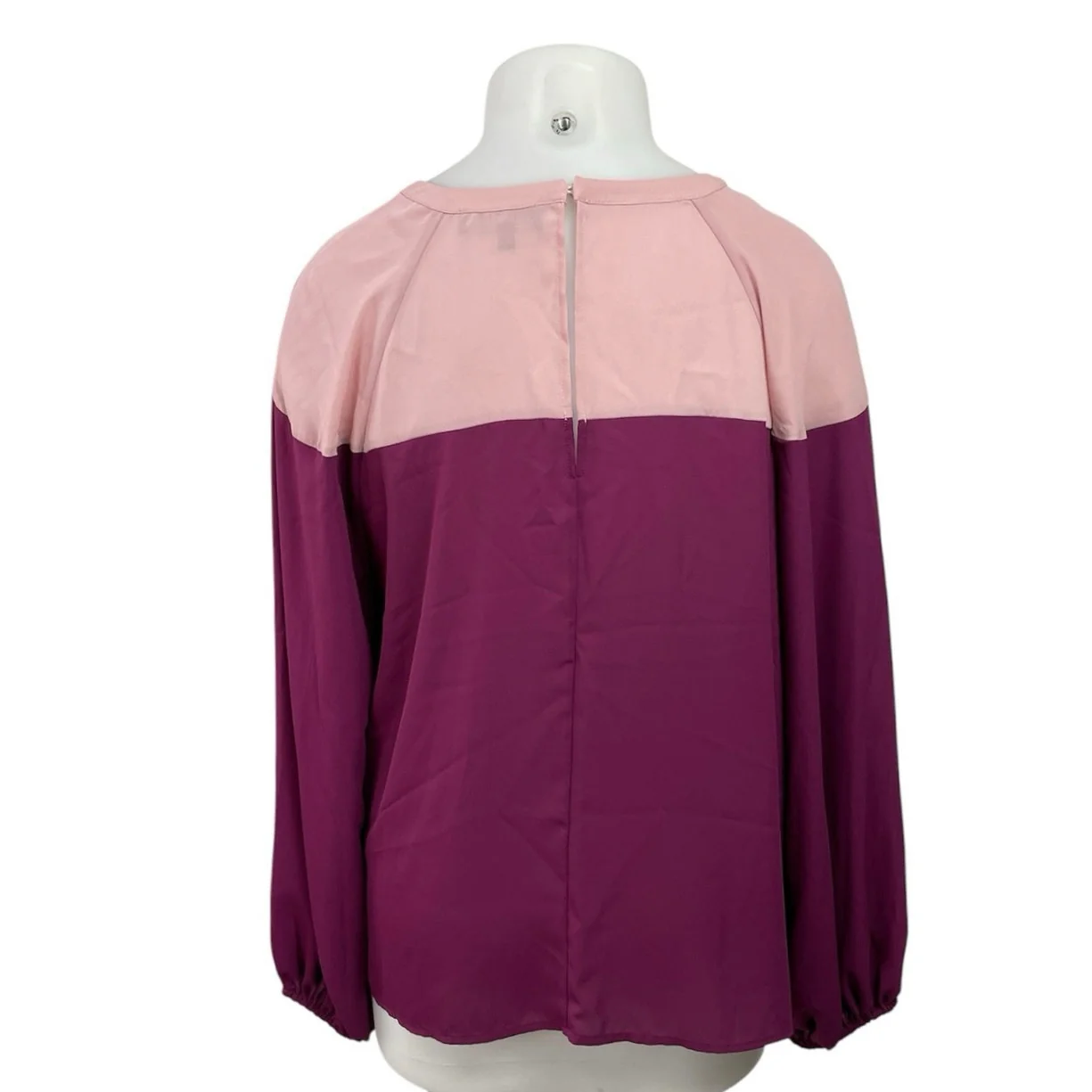 NEW Eloqui Women's Color Block Cut Out Choker V Neck Long Sleeve Blouse Top 18 - Image 3