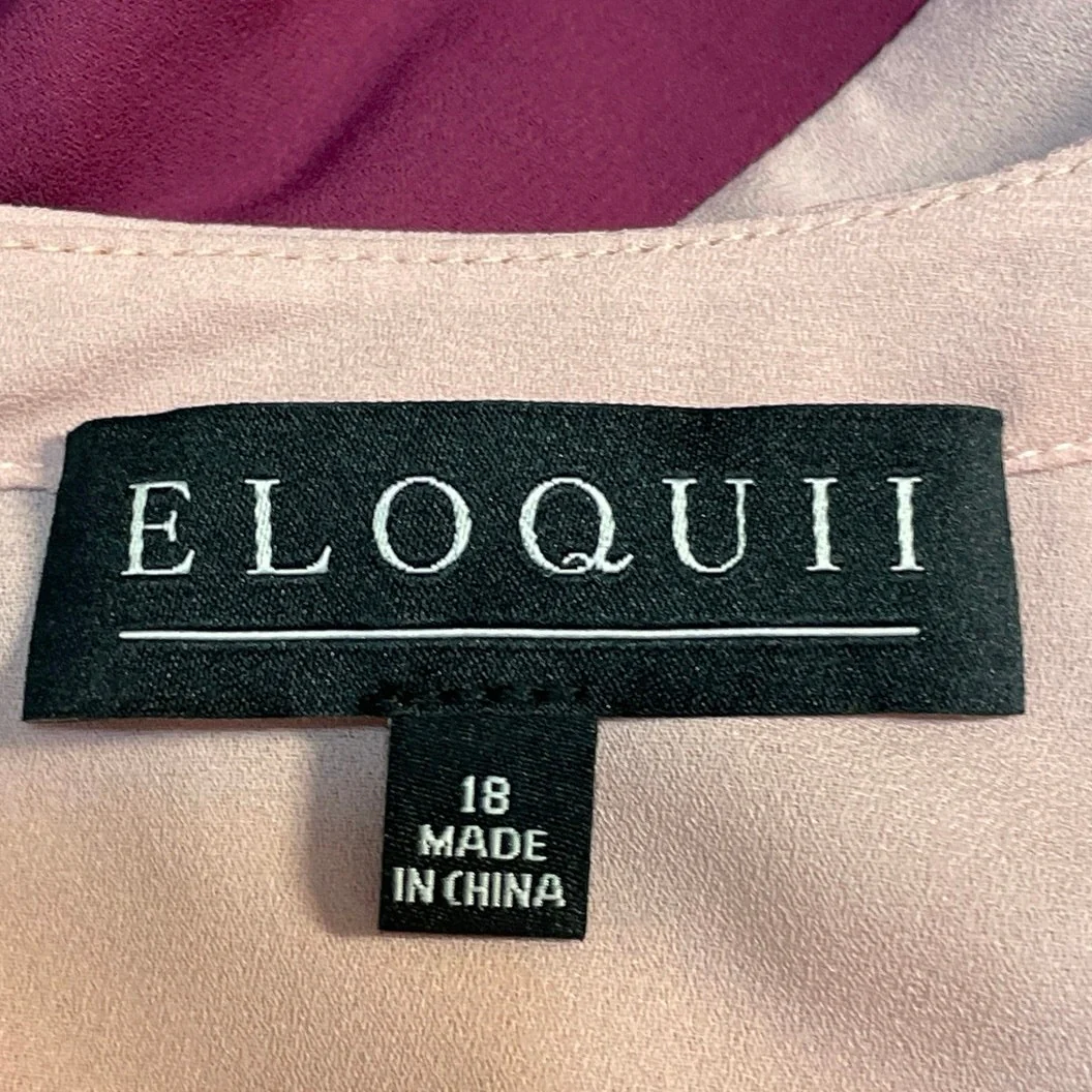 NEW Eloqui Women's Color Block Cut Out Choker V Neck Long Sleeve Blouse Top 18 - Image 4