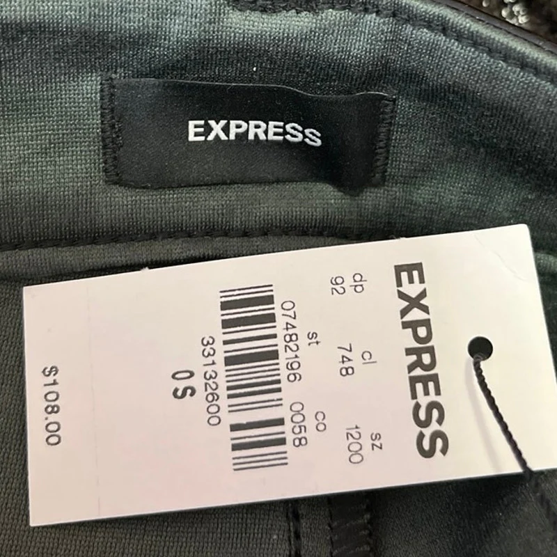 NEW Express Black Faux Leather Modern Straight Super High Rise Trousers Pants 0 - Image 5