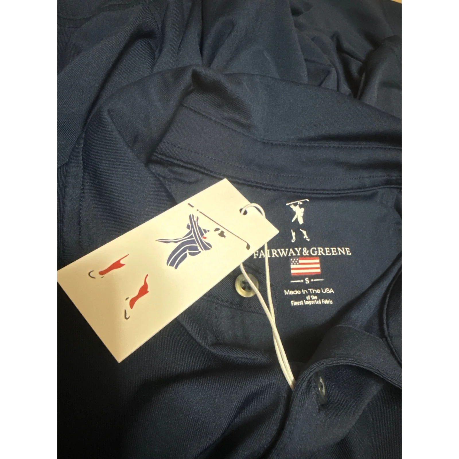 NEW Fairway & Greene Men's Navy Blue Short Sleeve Golf Polo Shirt Top Size S - Image 5
