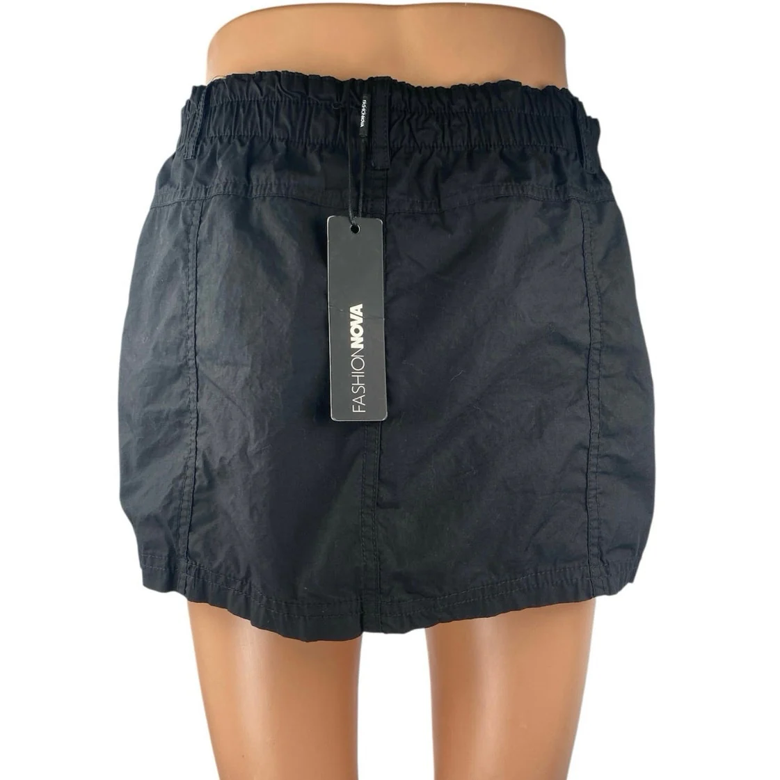 NEW Fashion Nova Best Kept Secret Black Elastic Waist Cargo Mini Skirt Size S - Image 3