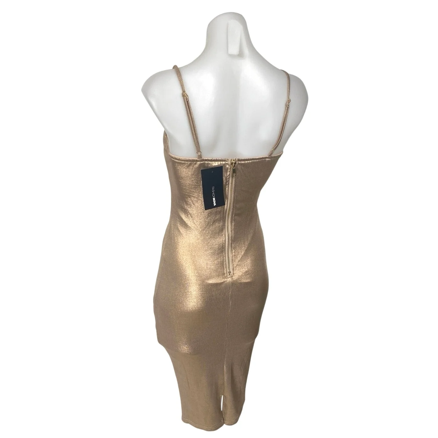 NEW Fashion Nova Caddie Rose Gold Sleeveless Cami Tank Mini Bodycon Dress Size S - Image 2