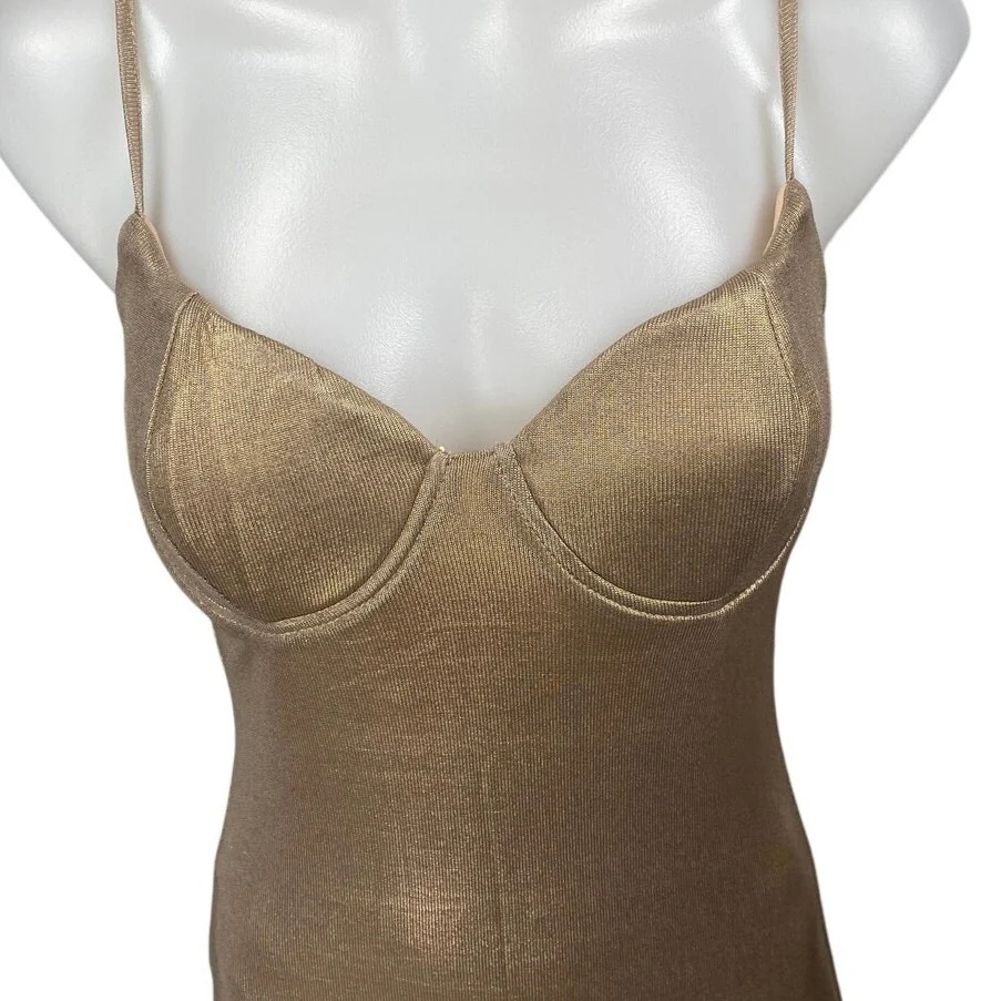 NEW Fashion Nova Caddie Rose Gold Sleeveless Cami Tank Mini Bodycon Dress Size S - Image 3