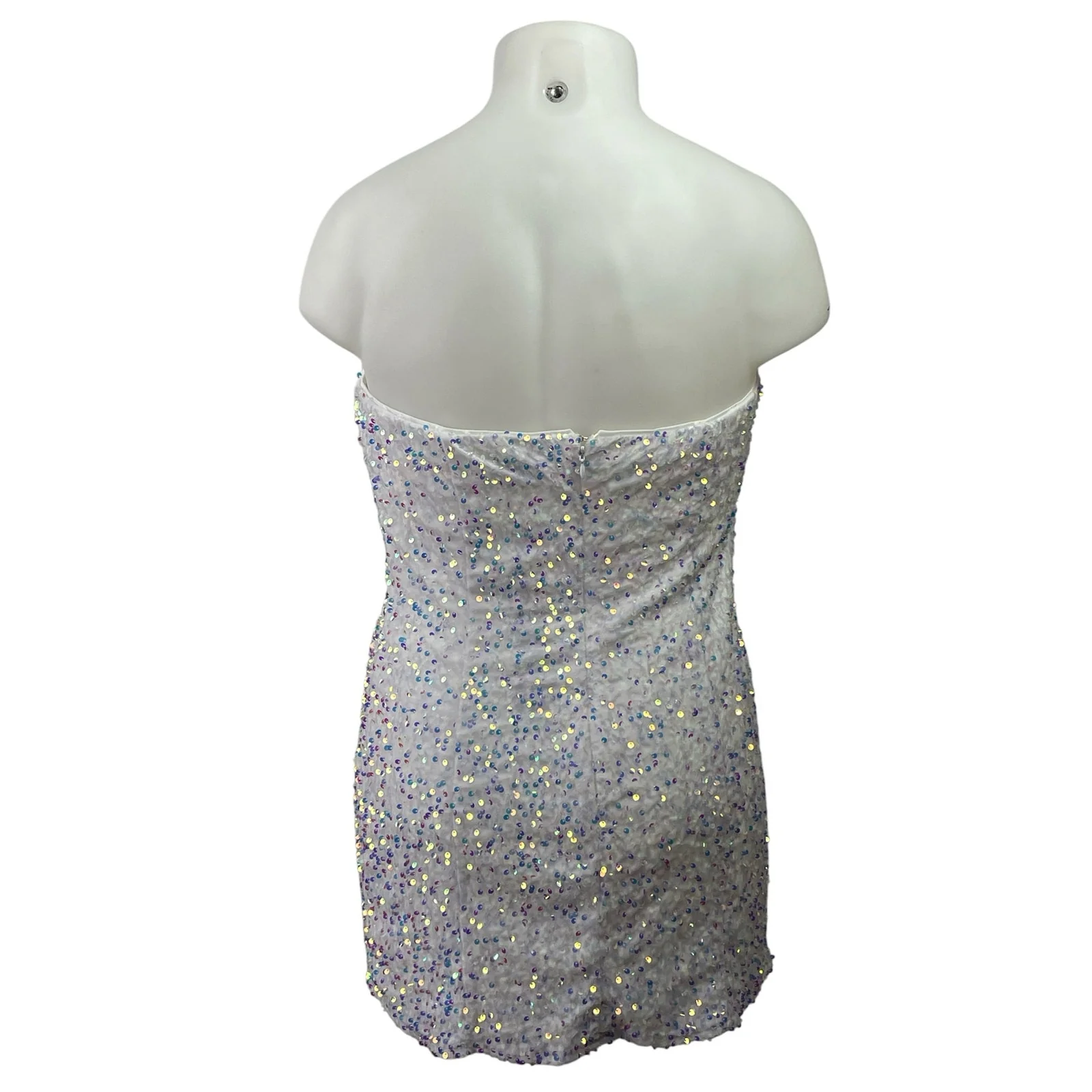 NEW Fashion Nova Kara White Sequin Strapless Tube Mini Bodycon Dress Size 1X - Image 3
