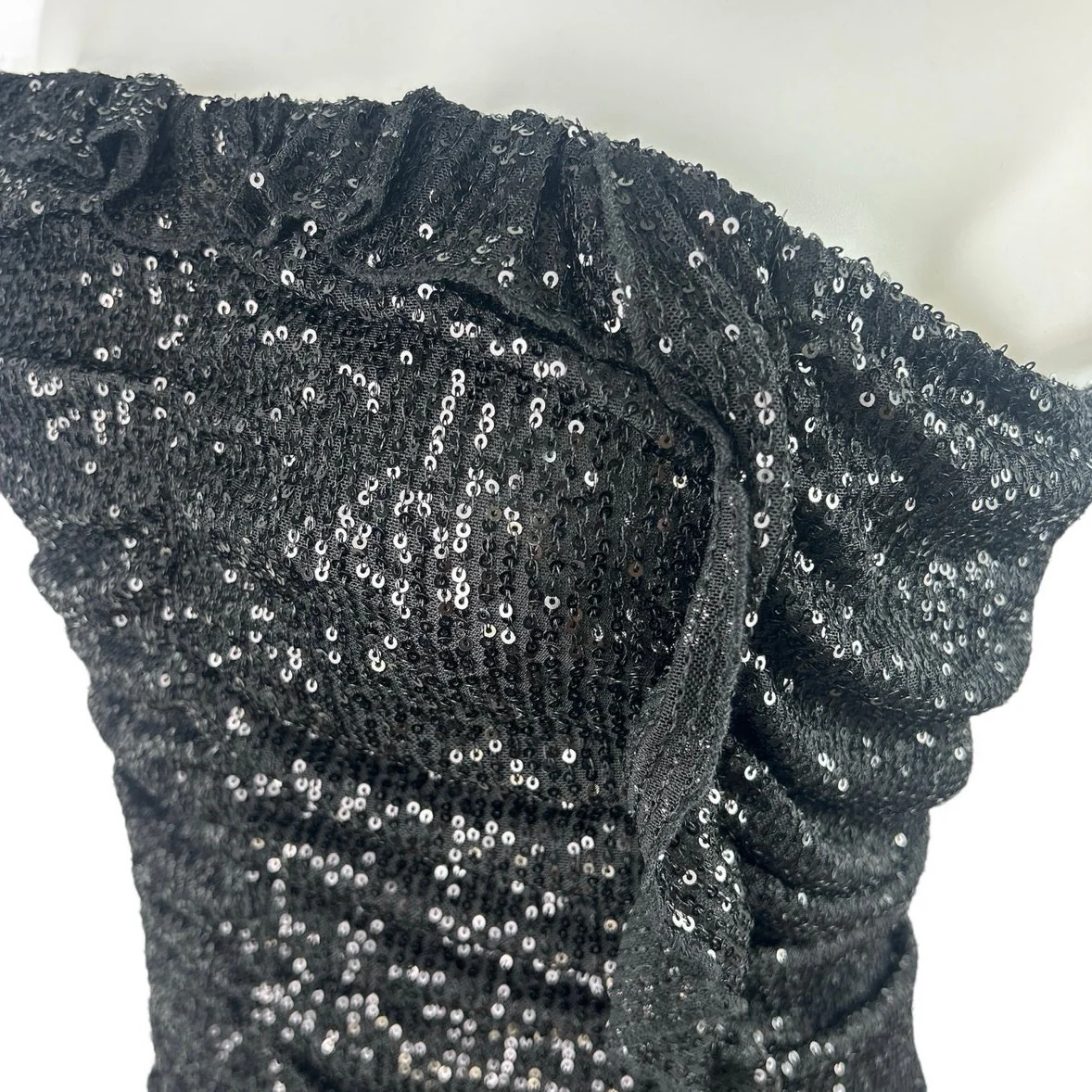 NEW Fashion Nova Katy Black Sequin Strapless Tube Bandeau Bodycon Mini Dress XXL - Image 4