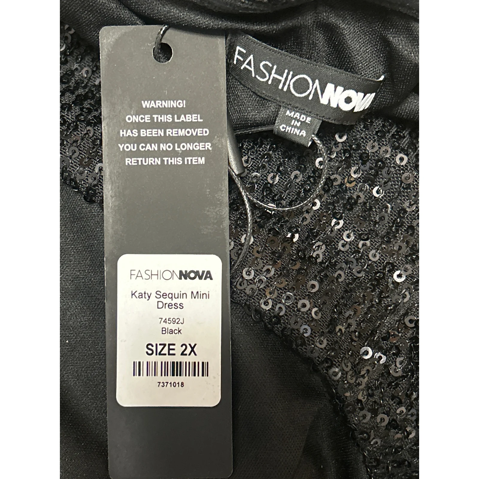 NEW Fashion Nova Katy Black Sequin Strapless Tube Bandeau Bodycon Mini Dress XXL - Image 5
