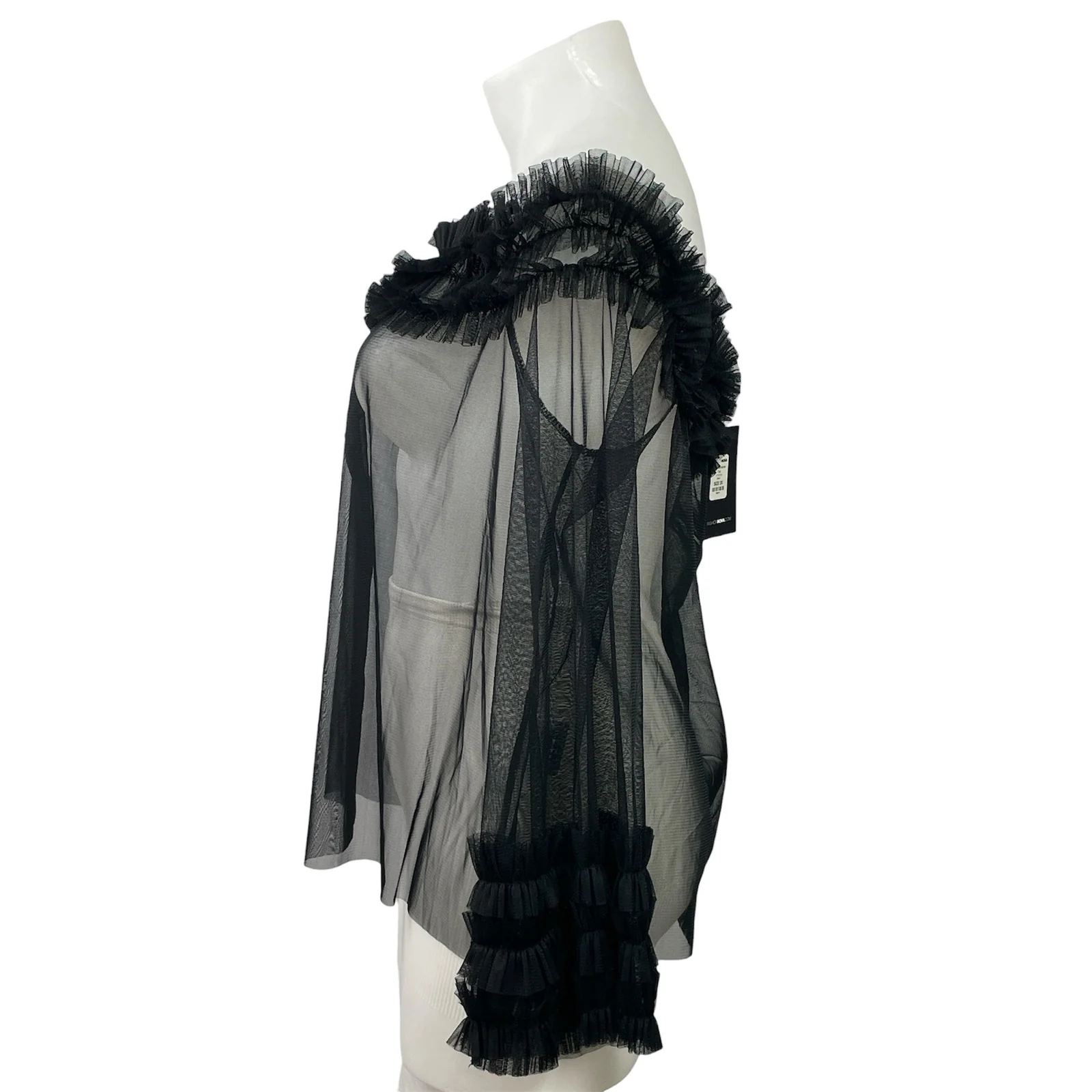 New Fashion Nova More Romance Black Off Shoulder Sheer Mesh Cover Up Blouse 3X - Image 2