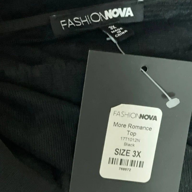 New Fashion Nova More Romance Black Off Shoulder Sheer Mesh Cover Up Blouse 3X - Image 4