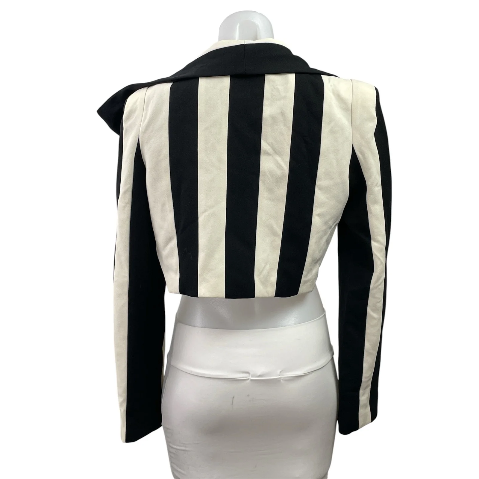 NEW Fashion Nova Playing Mind Game Black Striped Cropped Open Blazer Size S - Image 3