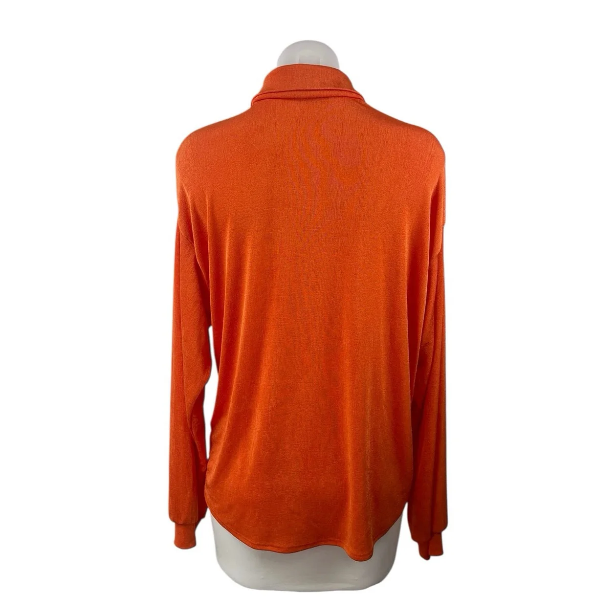 NEW Fashion Nova Women's Orange Faux Velvet Long Sleeve Button Down Shirt Top S - Image 2