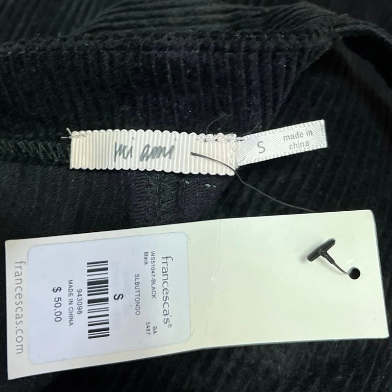 NEW Francesca's Jessie Black Corduroy Button Down Pinafore Mini Overall Dress S - Image 4