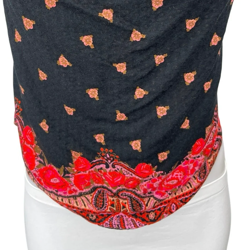 NEW Free People Silas Women's Black Red Floral Paisley Cowl Neck Tank Top Sz XS - Image 3