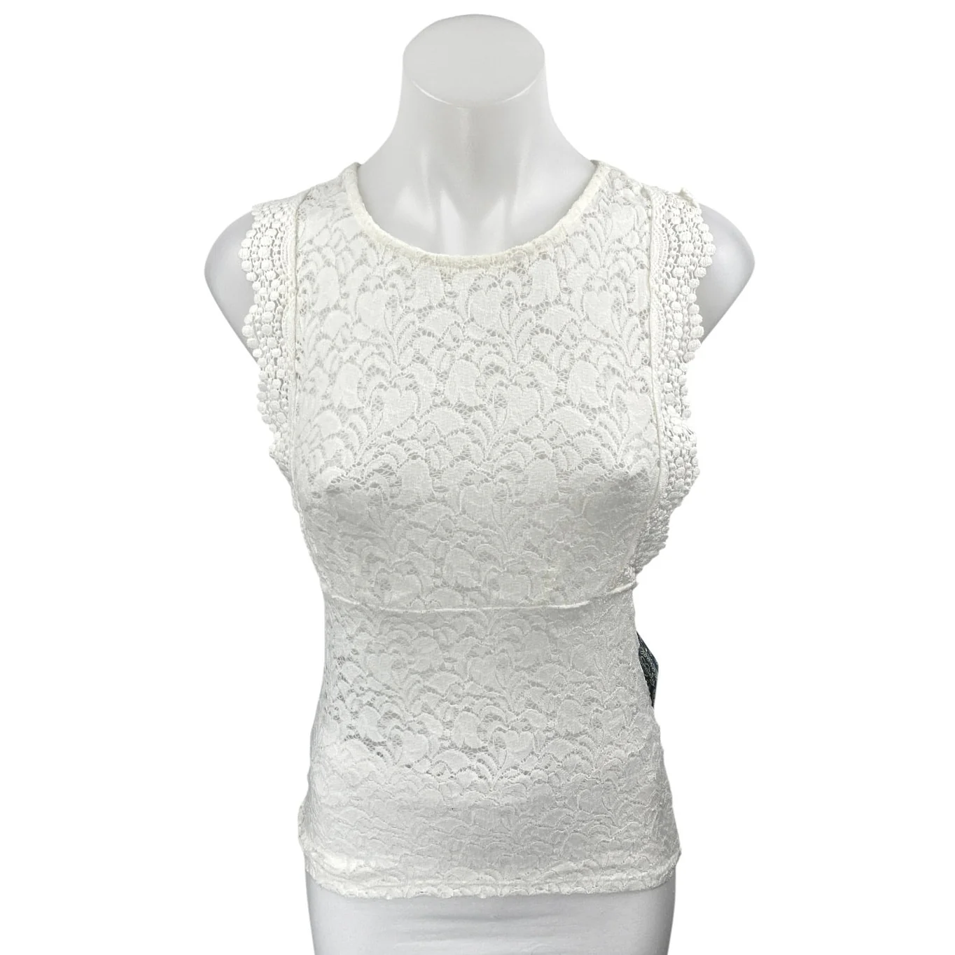 NEW Free People White Floral Lace Sleeveless Racerback Blouse Tank Top Size S